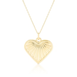 9ct Yellow Gold Textured Heart Pendant Necklace