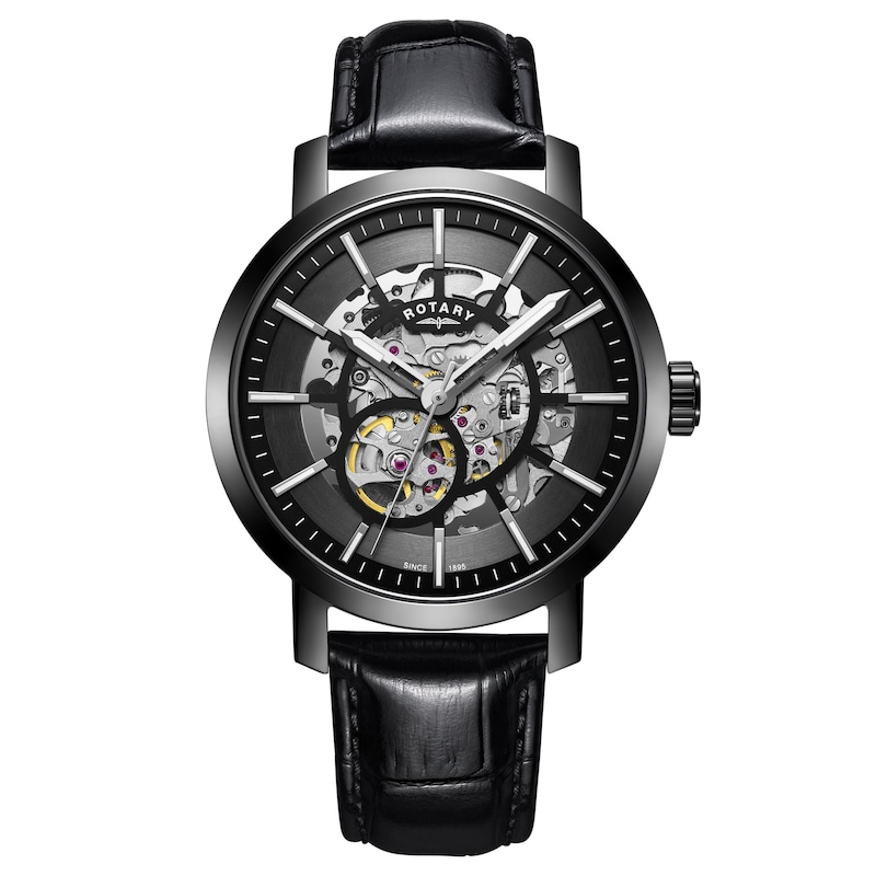 Main Image 1 of Rotary Men's Greenwich Black Leather Strap Watch