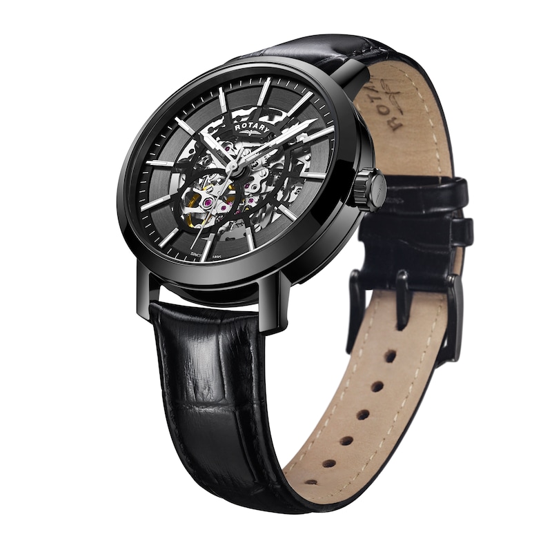 Main Image 2 of Rotary Men's Greenwich Black Leather Strap Watch