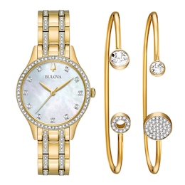 Bulova Ladies' Crystal Watch & Bangles Set