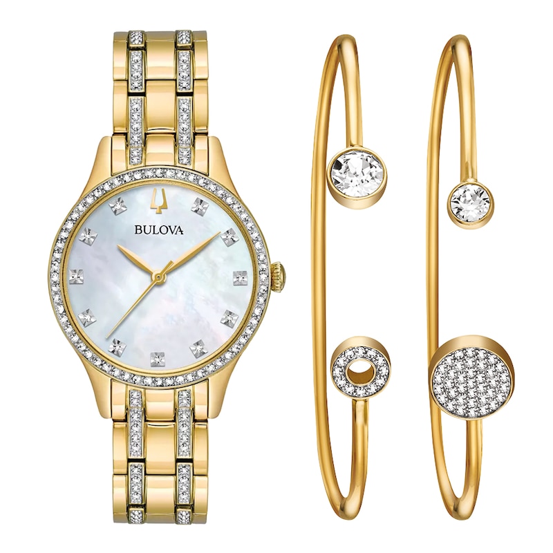 Main Image 1 of Bulova Classic Crystal Ladies' Gold Tone Bracelet & Watch Gift Set