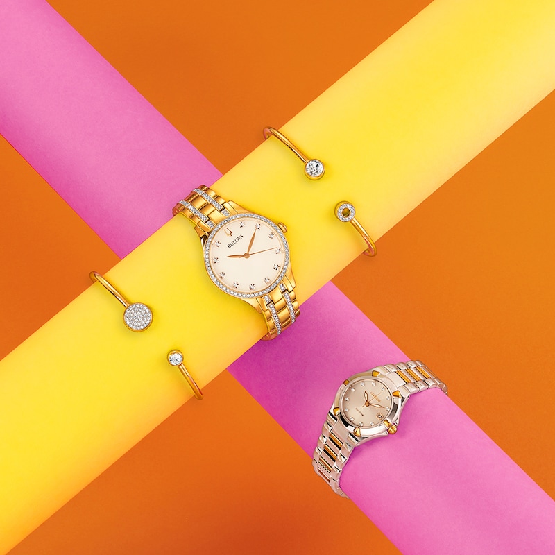 Main Image 5 of Bulova Classic Crystal Ladies' Gold Tone Bracelet & Watch Gift Set