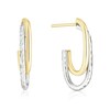 Thumbnail Image 1 of 9ct Yellow & White Gold Diamond Cut Twist Half Hoop Earrings