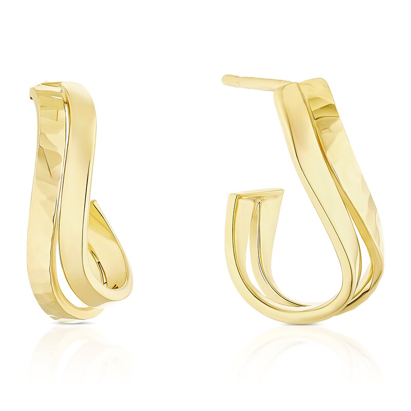 Main Image 1 of 9ct Yellow Gold Diamond Cut Twisted Hoop Earrings