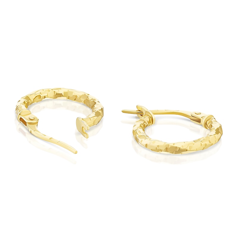 Main Image 2 of 9ct Yellow Gold 10mm Diamond Cut Hoop Earrings