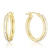 Thumbnail Image 1 of 9ct Yellow & White Gold Diamond Cut Twist Hoop Earrings