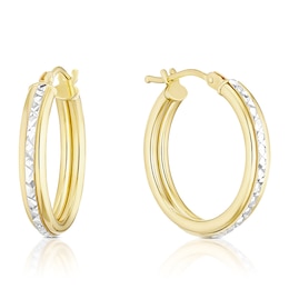 9ct Yellow & White Gold Diamond Cut Twist Hoop Earrings