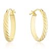 Thumbnail Image 1 of 9ct Yellow Gold Patterned Oval Creole Hoop Earrings