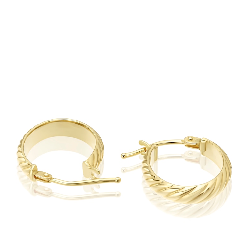 Main Image 2 of 9ct Yellow Gold Patterned Oval Creole Hoop Earrings
