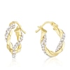 Thumbnail Image 1 of 9ct Yellow Gold Twisted Crystal Hoop Earrings