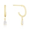 Thumbnail Image 1 of 9ct Yellow Gold Pear Cubic Zirconia Open Hoop Earrings