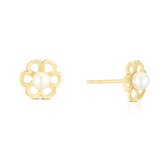 Sterling Silver Cultered Freshwater Pearl Flower Stud Earrin