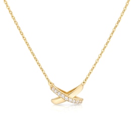 9ct Yellow Gold Cubic Zirconia Kiss Pendant Necklace
