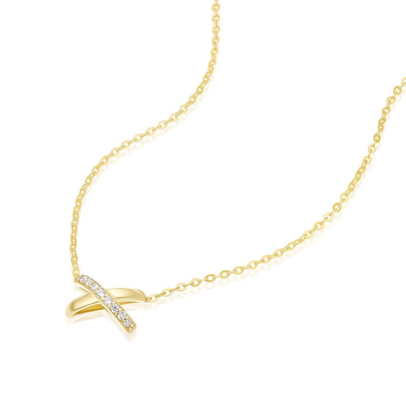 Main Image 2 of 9ct Yellow Gold Cubic Zirconia Kiss Pendant Necklace