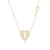 Thumbnail Image 1 of 9ct Yellow Gold Cubic Zirconia Heart Padlock & Key Pendant Necklace