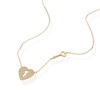 Thumbnail Image 2 of 9ct Yellow Gold Cubic Zirconia Heart Padlock & Key Pendant Necklace