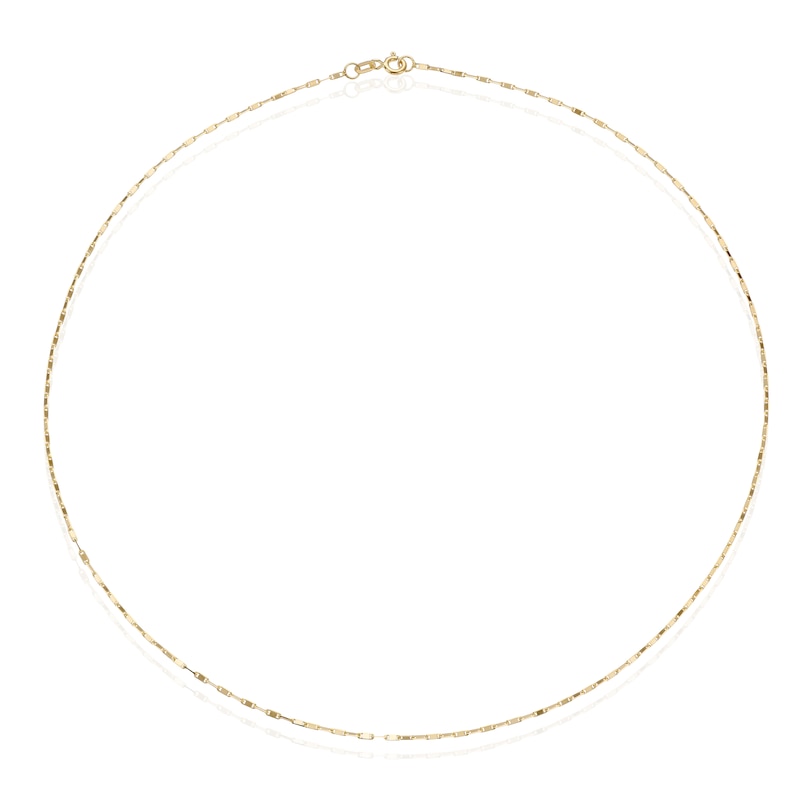 Main Image 2 of 9ct Yellow Gold Rectangular Link Chain 18" Necklace