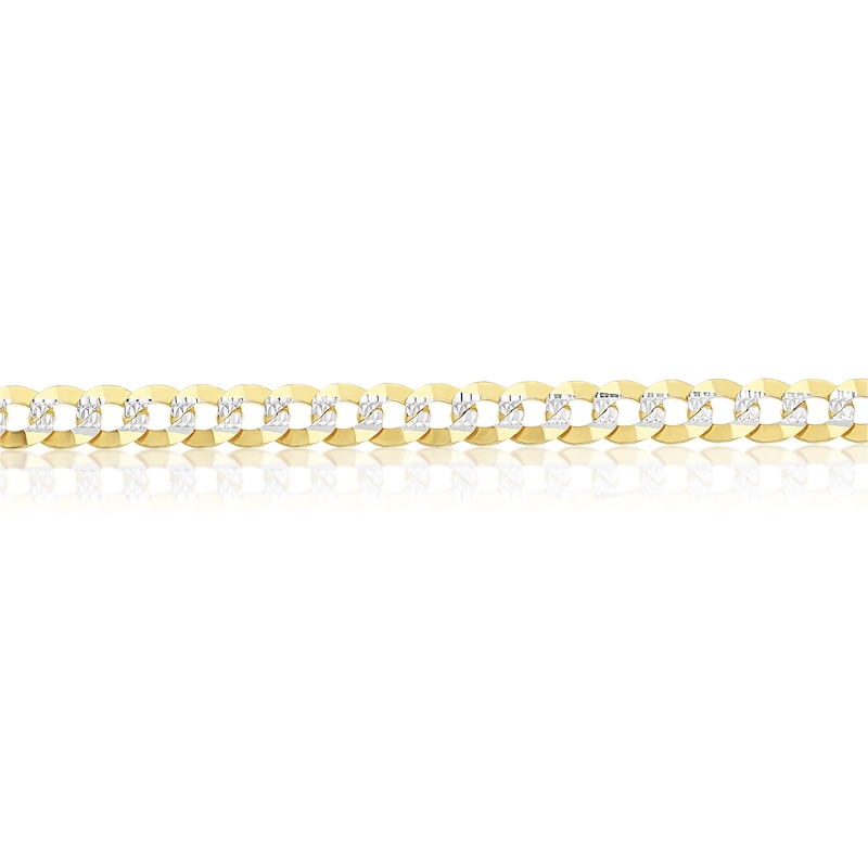 Main Image 2 of 9ct Yellow Gold & Rhodium Plated Diamond Cut 8" Curb Bracelet