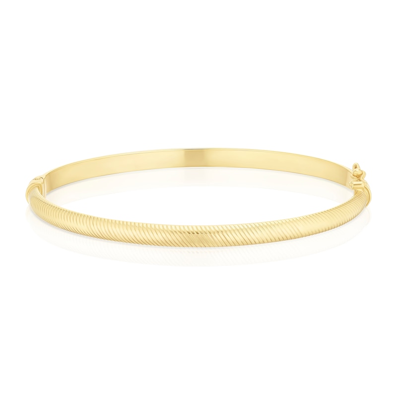 Main Image 1 of 9ct Yellow Gold Diamond Cut Patterned Bangle