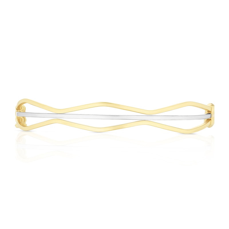 Main Image 2 of 9ct Yellow & White Gold Three Row Wave Bangle