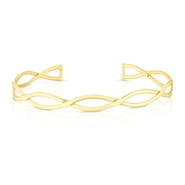 9ct Yellow Gold Twisted Cuff Bangle
