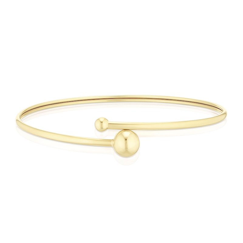 Main Image 1 of 9ct Yellow Gold Crossover Ball Bangle