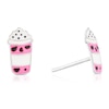 Thumbnail Image 1 of Children's Sterling Silver Pink Enamel Bubble Tea Stud Earrings