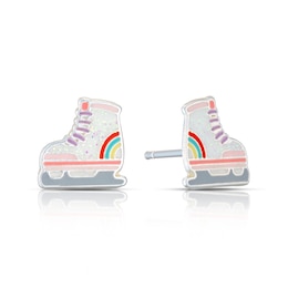 Children's Sterling Silver Enamel Ice Skate Stud Earrings