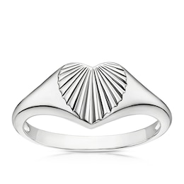 Sterling Silver Patterned Heart Signet Ring