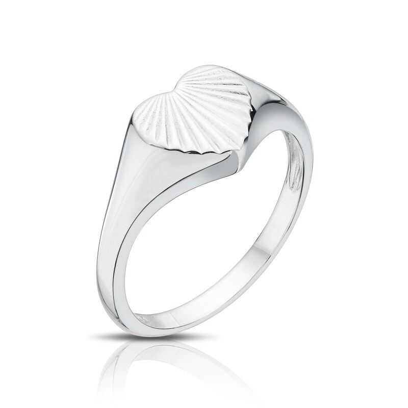 Main Image 2 of Sterling Silver Patterned Heart Signet Ring