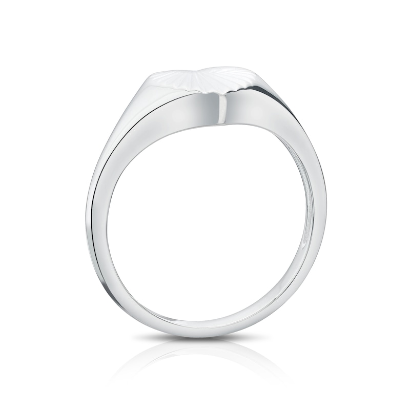 Main Image 3 of Sterling Silver Patterned Heart Signet Ring