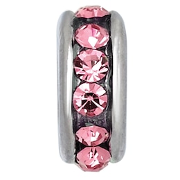 Charmed Memories Sterling Silver Rose Crystal Spacer Bead