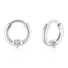 Thumbnail Image 1 of Children's Sterling Silver Diamond Heart Hoop Earrings