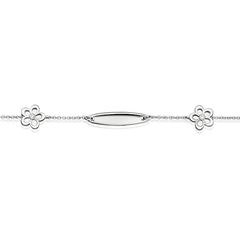 Main Image 2 of Children's Sterling Silver Diamond Flower ID Bracelet