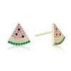 Thumbnail Image 1 of Sterling Silver Yellow Gold Plate Cubic Zirconia Watermelon Stud Earrings