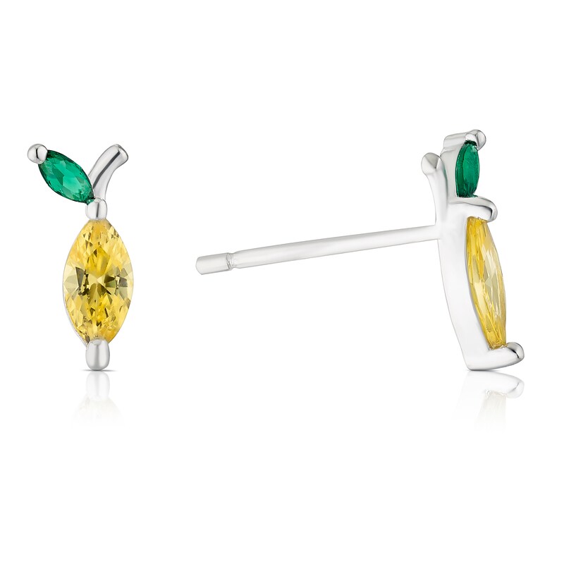 Main Image 1 of Sterling Silver Cubic Zirconia Lemon Stud Earrings