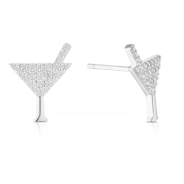 Sterling Silver Cubic Zirconia Cocktail Stud Earrings
