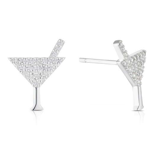 Sterling Silver Cubic Zirconia Cocktail Stud Earrings