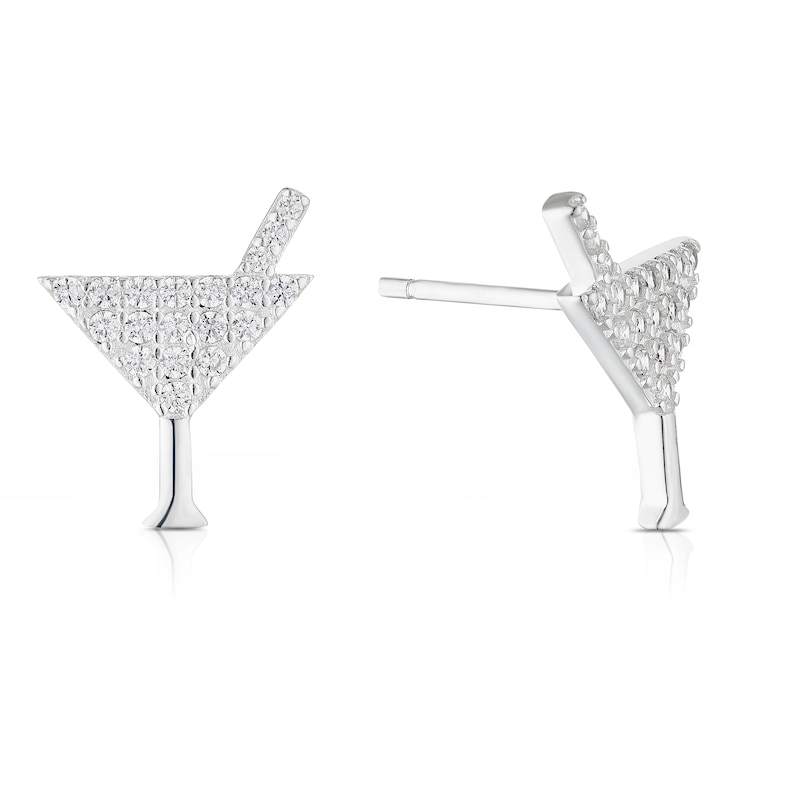 Main Image 1 of Sterling Silver Cubic Zirconia Cocktail Stud Earrings