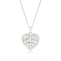 Sterling Silver Cross Heart 18" Heart Locket