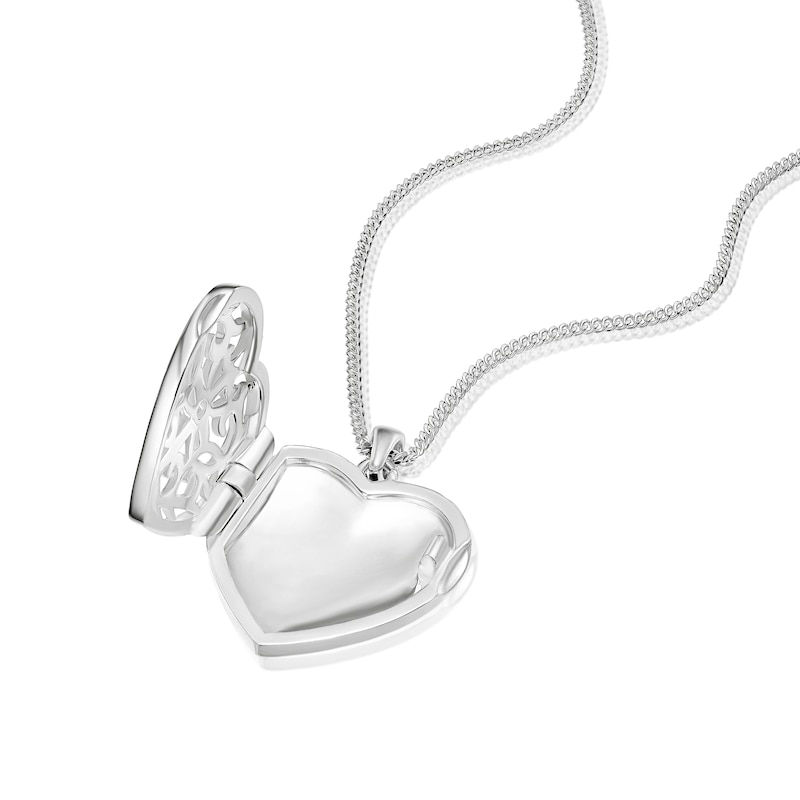 Main Image 2 of Sterling Silver Cross Heart 18" Heart Locket