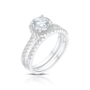 Thumbnail Image 2 of Sterling Silver Round Halo Cubic Zirconia Bridal Set