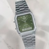 Thumbnail Image 2 of Casio Vintage Green Textured Dial Stainless Steel Bracelet Watch