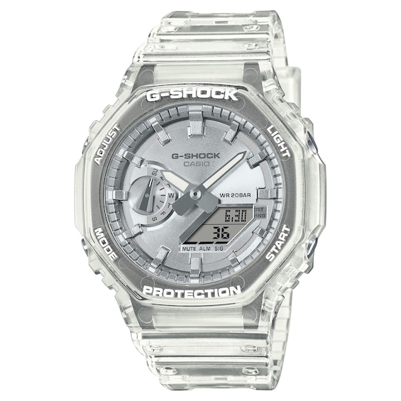 Casio G-Shock Silver Dial Clear Resin Strap Watch