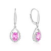 Thumbnail Image 1 of Sterling Silver Created Pink Sapphire & Cubic Zirconia Oval Hook Drop Earrings
