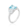 Thumbnail Image 2 of Sterling Silver Emerld Sky Blue Topaz & Pear Cubic Zirconia Two Stone Ring