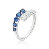Thumbnail Image 2 of Sterling Silver Created Blue Sapphire & Cubic Zirconia Wrap Around Ring