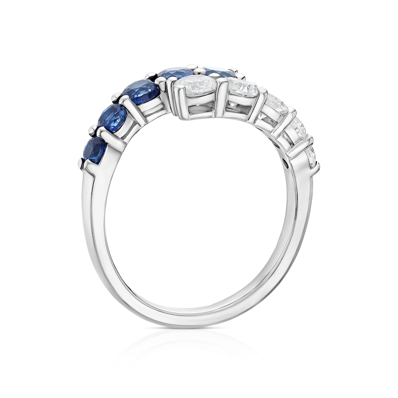 Main Image 3 of Sterling Silver Created Blue Sapphire & Cubic Zirconia Wrap Around Ring