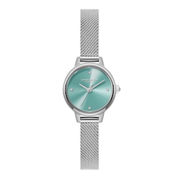 Olivia Burton Ladies' Mini Classics Turquoise Dial Stainless Steel Mesh Watch