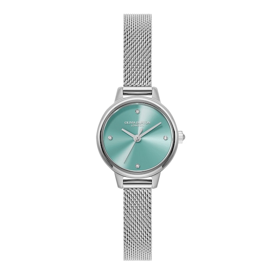 Olivia Burton Women's Mini Classics Turquoise Dial Stainless Steel Mesh Watch